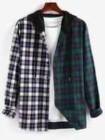 ZAFUL Chemise à Capuche à Carreaux Contrastée Imprimée 2xl
