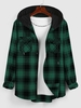 ZAFUL Chemise à Capuche à Carreaux Imprimée avec Double Poches M Vert profond