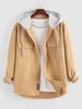 ZAFUL Chemise à Capuche en Laine Mélangée avec Double Poches L Café lumière