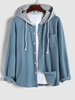 ZAFUL Chemise à Capuche Texturée en Couleur Unie à Manches Longues Xl Bleu