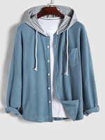 ZAFUL Chemise à Capuche Texturée en Couleur Unie à Manches Longues Xl Bleu