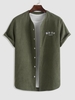 ZAFUL Chemise à Caractère Chinois TOKYO Brodé Anneaux en Velours Côtelé Rétro M Vert profond