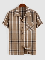 ZAFUL Chemise à Carreaux avec Poche à Manches Courtes Xl Café