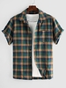 ZAFUL Chemise à Carreaux avec Poche à Manches Courtes Xl Vert profond