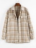 ZAFUL Chemise à Carreaux avec Poche à Rabat en Flanelle M Café lumière