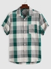 ZAFUL Chemise à Carreaux en Blocs de Couleurs à Manches Courtes L Vert clair