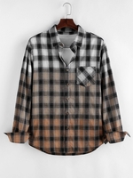 ZAFUL Chemise à Carreaux en Blocs de Couleurs avec Poche S Café profond
