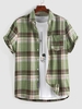 ZAFUL Chemise à Carreaux Imprimée à Manches Courtes Xl Vert clair