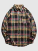 ZAFUL Chemise à Carreaux Imprimée avec Poche en Flanelle M