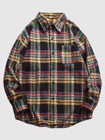ZAFUL Chemise à Carreaux Imprimée avec Poche en Flanelle M