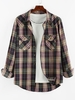ZAFUL Chemise à Carreaux Imprimée Boutonnée avec Double Poches S Violet alto