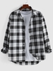 ZAFUL Chemise à Carreaux Imprimée Boutonnée L Noir