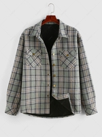 ZAFUL Chemise à Carreaux Imprimée en Flanelle avec Double Poches L Vert clair