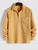ZAFUL Chemise à Demi-Bouton en Couleur Unie avec Poche à Manches Longues en Velours Côtelé M Jaune