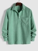 ZAFUL Chemise à Demi-Bouton en Couleur Unie avec Poche à Manches Longues en Velours Côtelé M Vert clair