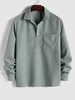 ZAFUL Chemise à Demi-Bouton en Couleur Unie avec Poche à Manches Longues en Velours Côtelé S Gris clair