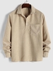 ZAFUL Chemise à Demi-Bouton en Couleur Unie avec Poche à Manches Longues en Velours Côtelé Xl Café lumière
