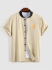 ZAFUL Chemise à Imprimé Feuille Tokyo à Manches Courtes Streetwear L Café lumière