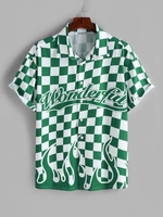 ZAFUL Chemise à Imprimé Flamme Cascade à Carreaux L Vert