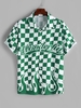 ZAFUL Chemise à Imprimé Flamme Cascade à Carreaux M Vert