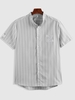 ZAFUL Chemise à Imprimé Lettre Rayée Boutonnée L Gris clair