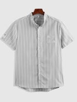 ZAFUL Chemise à Imprimé Lettre Rayée Boutonnée Xl Gris clair