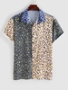ZAFUL Chemise à Imprimé Léopard en Blocs de Couleurs à Manches Courtes L