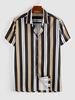ZAFUL Chemise à Imprimé Rayures Equilibrées à Manches Courtes S Café