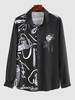 ZAFUL Chemise à Imprimé Rose Graffitis à Manches Longues L Noir
