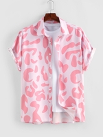 ZAFUL Chemise à Imprimé Vache à Manches Courtes Xl Rose clair