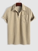 ZAFUL Chemise à Manches Courtes à Col Polo Design Poche Frontale en Velours Côtelé S Café lumière