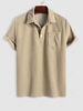 ZAFUL Chemise à Manches Courtes à Col Polo Design Poche Frontale en Velours Côtelé Xxl Café lumière