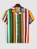 ZAFUL Chemise à Manches Courtes en Jacquard Motif Rayures Colorées M