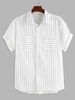 ZAFUL Chemise à Rayure Verticale à Manches Courtes L Blanc