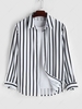 ZAFUL Chemise à Rayure Verticale à Manches Longues L Noir