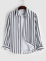 ZAFUL Chemise à Rayure Verticale à Manches Longues M Noir
