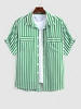 ZAFUL Chemise à Rayure Verticale avec Poche à Manches Courtes Xl Vert