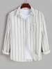 ZAFUL Chemise à Rayure Verticale avec Poche à Manches Longues L Blanc