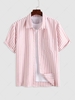 ZAFUL Chemise à Rayure Verticale Bontonnée à Manches Courtes S Rouge