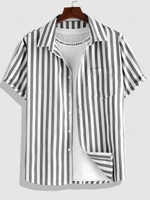 ZAFUL Chemise à Rayure Verticale Bontonnée à Manches Courtes Xl Gris