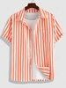 ZAFUL Chemise à Rayure Verticale Bontonnée à Manches Courtes Xl Orange foncé