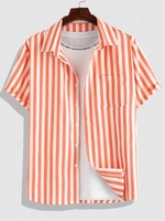 ZAFUL Chemise à Rayure Verticale Bontonnée à Manches Courtes Xl Orange foncé