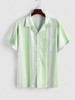 ZAFUL Chemise à Rayure Verticale en Blocs de Couleurs à Manches Courtes L Vert clair