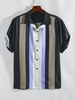 ZAFUL Chemise à Rayure Verticale en Blocs de Couleurs à Manches Courtes M Noir