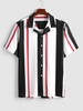 ZAFUL Chemise à Rayure Verticale en Blocs de Couleurs à Manches Courtes M Rouge
