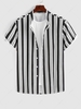 ZAFUL Chemise à Rayure Verticale Manches Courtes à Col Debout Xl Noir