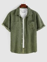 ZAFUL Chemise avec Poche en Velours Côtelé M Vert profond