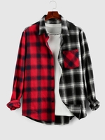 ZAFUL Chemise Bicolore à Carreaux en Blocs de Couleurs S