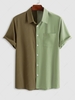 ZAFUL Chemise Bicolore avec Poche en Avant Design à Manches Courtes Xl Vert clair