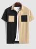 ZAFUL Chemise Bicolore avec Poche en Avant Design en Blocs de Couleurs à Manches Courtes S Noir
